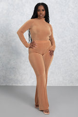 Camel High Waisted Wide Leg Trousers
