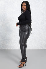 Sadie Faux Leather Pants - BLACK