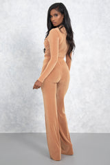 Camel High Waisted Wide Leg Trousers