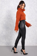 Cropped Turtle Neck Sweater - RUST