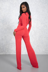 Coral High Waisted Wide Leg Trousers