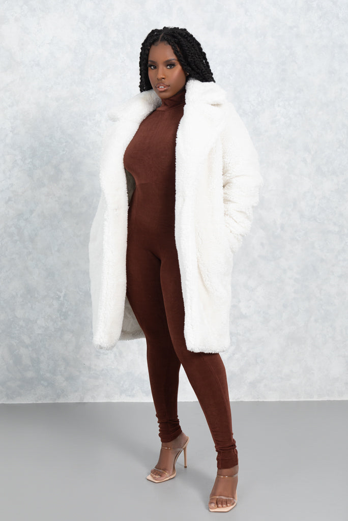 On The Move Teddy Coat - WHITE