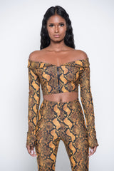 Orange RattleSnake Crop Top