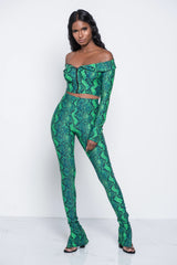 Green RattleSnake Crop Top