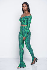 Green RattleSnake Crop Top