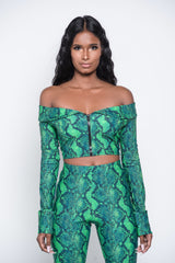 Green RattleSnake Crop Top