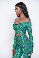Green RattleSnake Crop Top