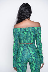 Green RattleSnake Crop Top