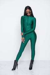 Hunter Green Zip Me Up Jumpsuit