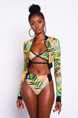Exotique Palm Long Sleeve Bikini Top