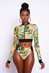 Exotique Palm Long Sleeve Bikini Top