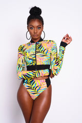 Exotique Palm Long Sleeve Bikini Top