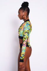 Exotique Palm Long Sleeve Bikini Top