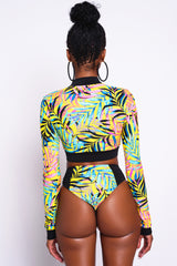 Exotique Palm Long Sleeve Bikini Top