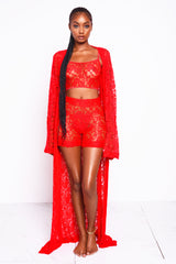 Cherry Red Lacey Kimono