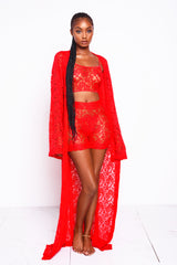 Cherry Red Lacey Kimono