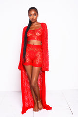 Cherry Red Lacey Kimono