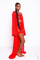 Cherry Red Lacey Kimono