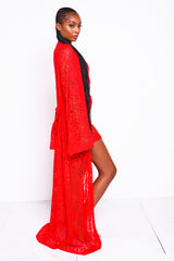 Cherry Red Lacey Kimono