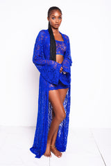 Royal Blue Lacey Kimono