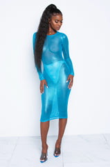 Electric Neon Blue Mesh Dress