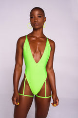 Lime Green Gia Garter Belt One Piece